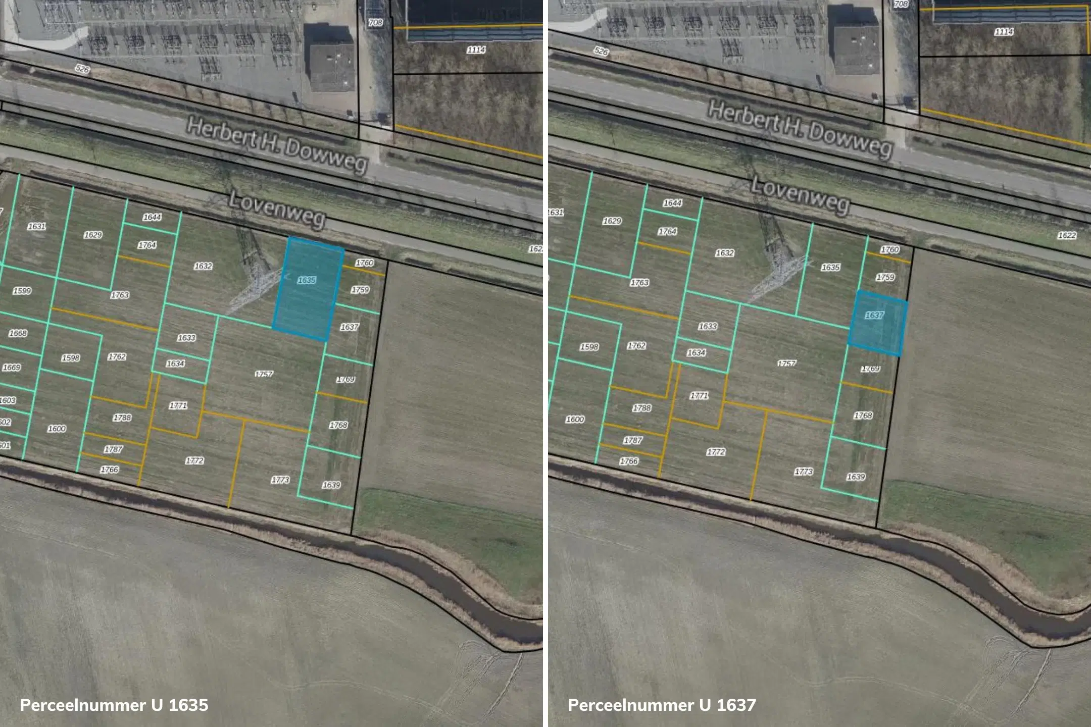 Percelen agrarische grond (perceelnummers 1635 en 1637) gelegen in de gemeente Terneuzen