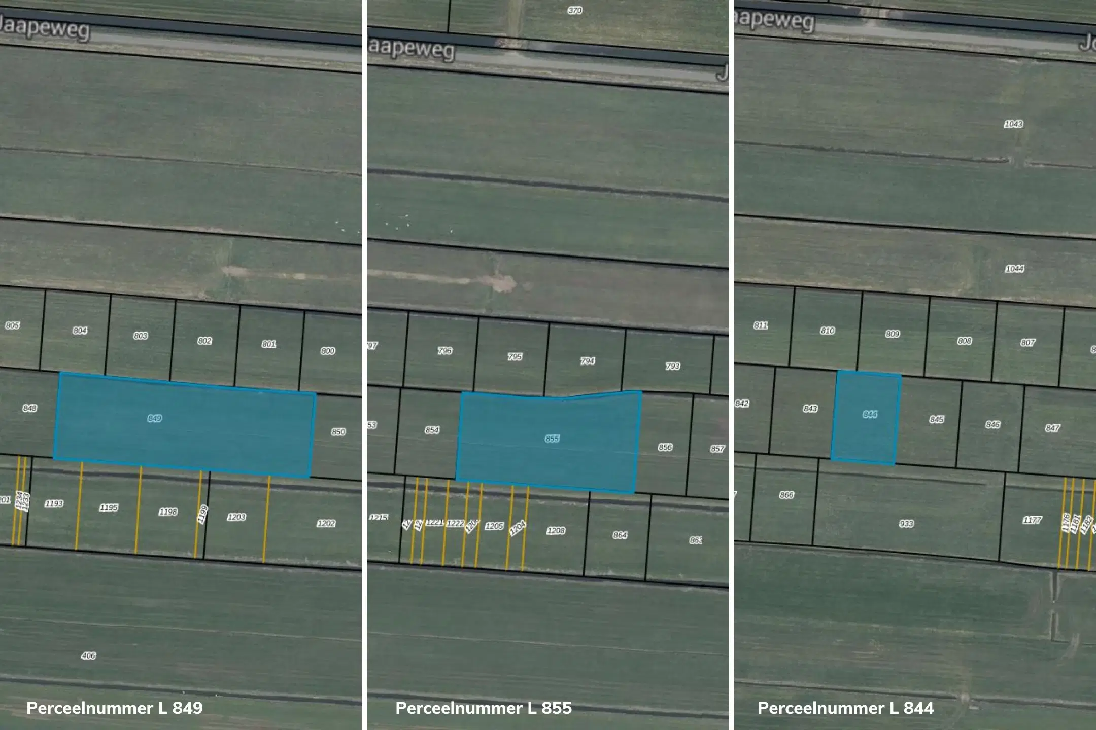 Percelen agrarische grond (perceelnummers 849, 855, 844) gelegen nabij de Wakkerendijk ong. te Eemnes