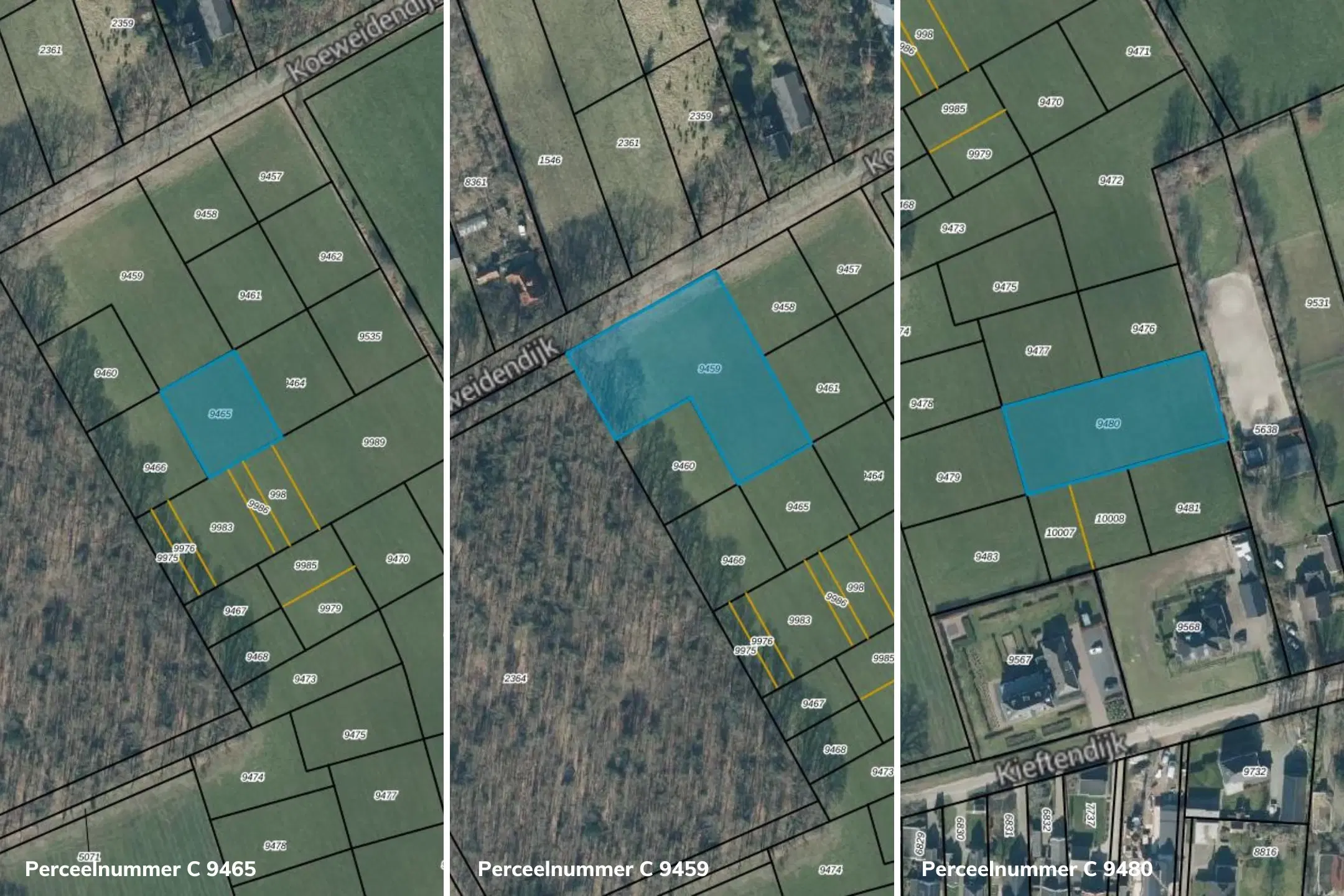 Percelen agrarische grond (perceelnummers 9465, 9459, 9480) gelegen in de gemeente Neede