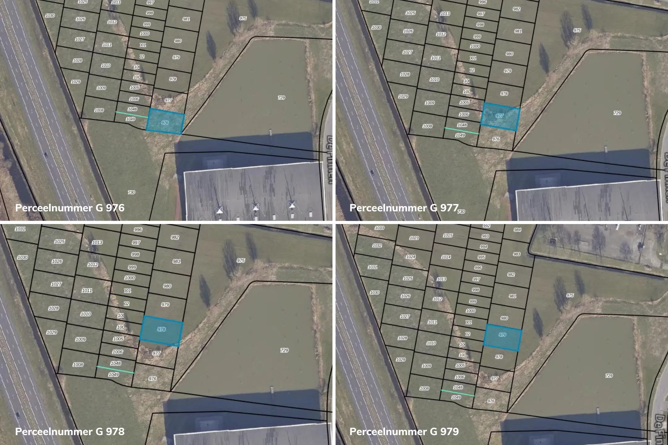 Percelen agrarische grond (perceelnummers 976, 977, 978, 979) gelegen in de gemeente Grouw