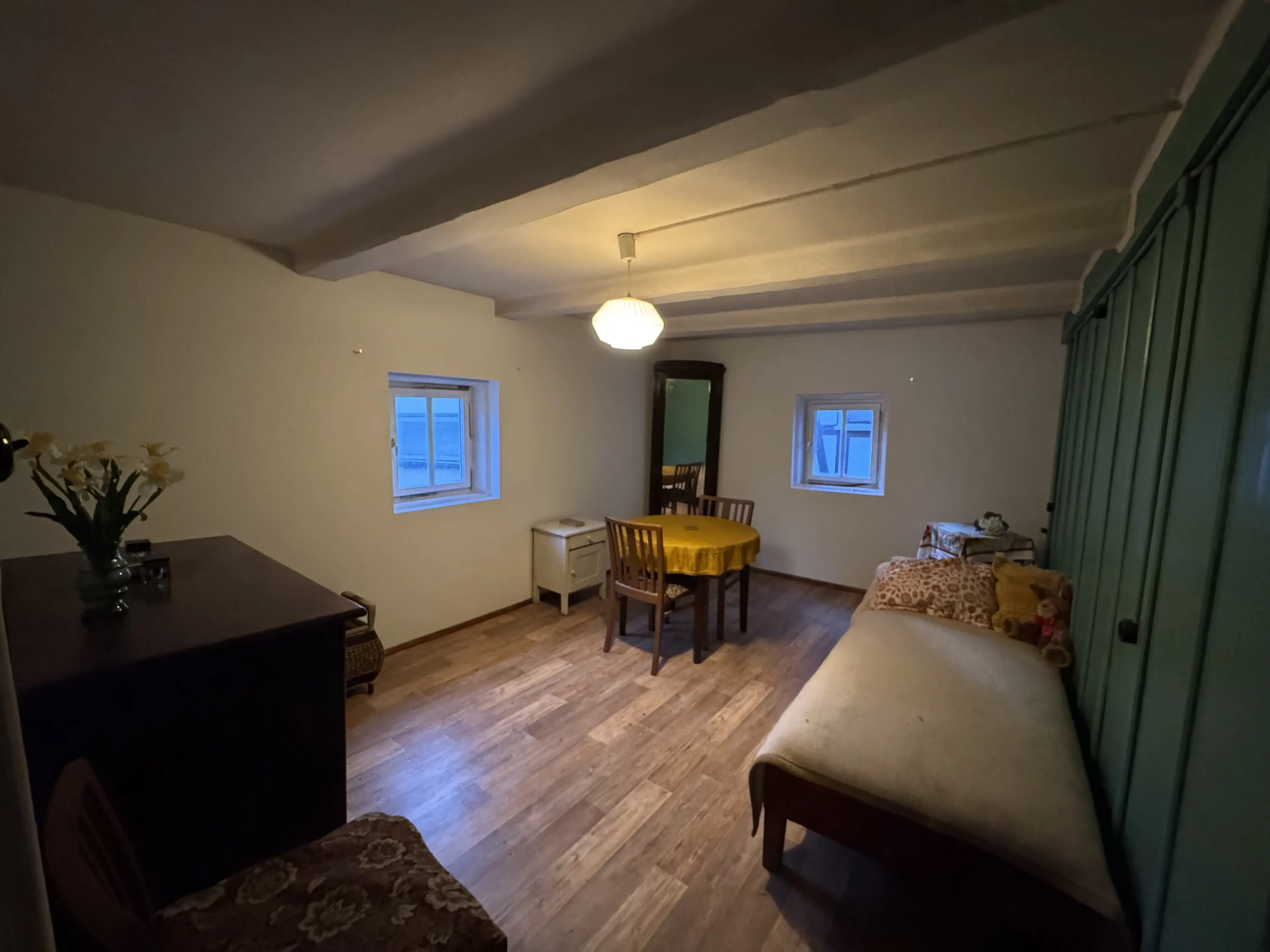 Vakwerkhuis nabij drielandenpunt Duitsland, Tsjechië en Polen in Hirschfelde, Duitsland