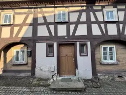 Vakwerkhuis nabij drielandenpunt Duitsland, Tsjechië en Polen in Hirschfelde, Duitsland