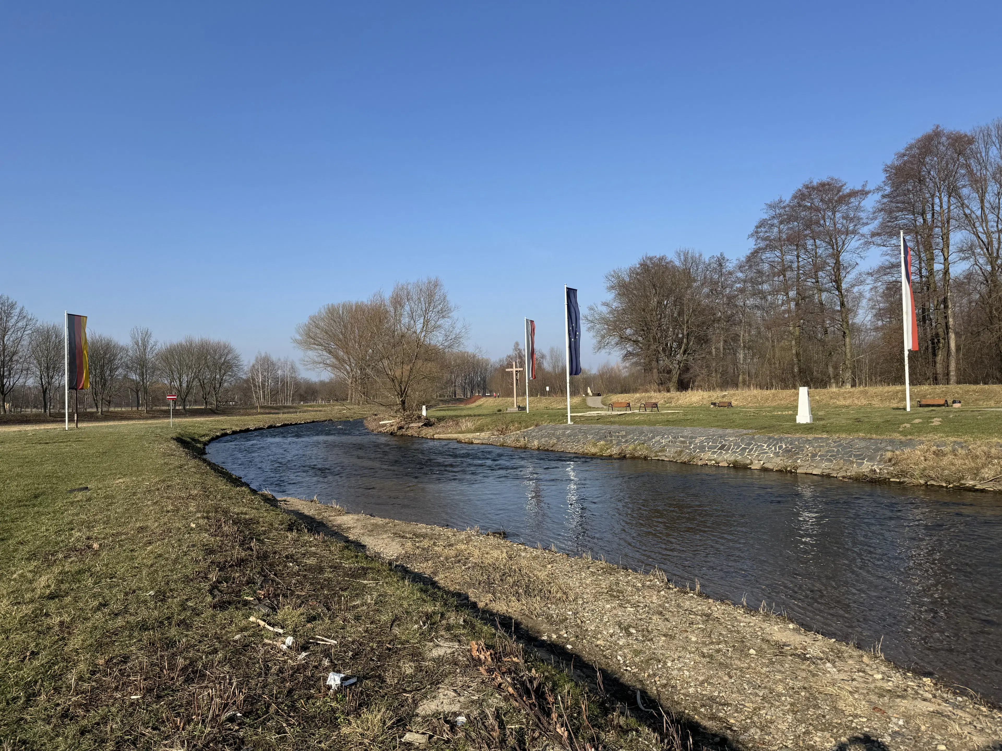 Vakwerkhuis nabij drielandenpunt Duitsland, Tsjechië en Polen in Hirschfelde, Duitsland