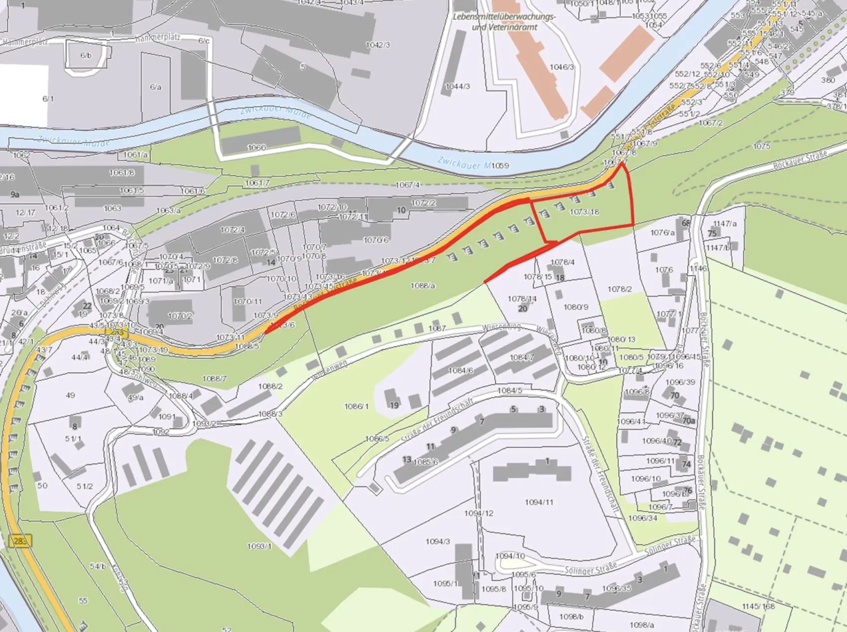 Contractvrij perceel van 3.902 m² in Aue Bad Schlema, Duitsland