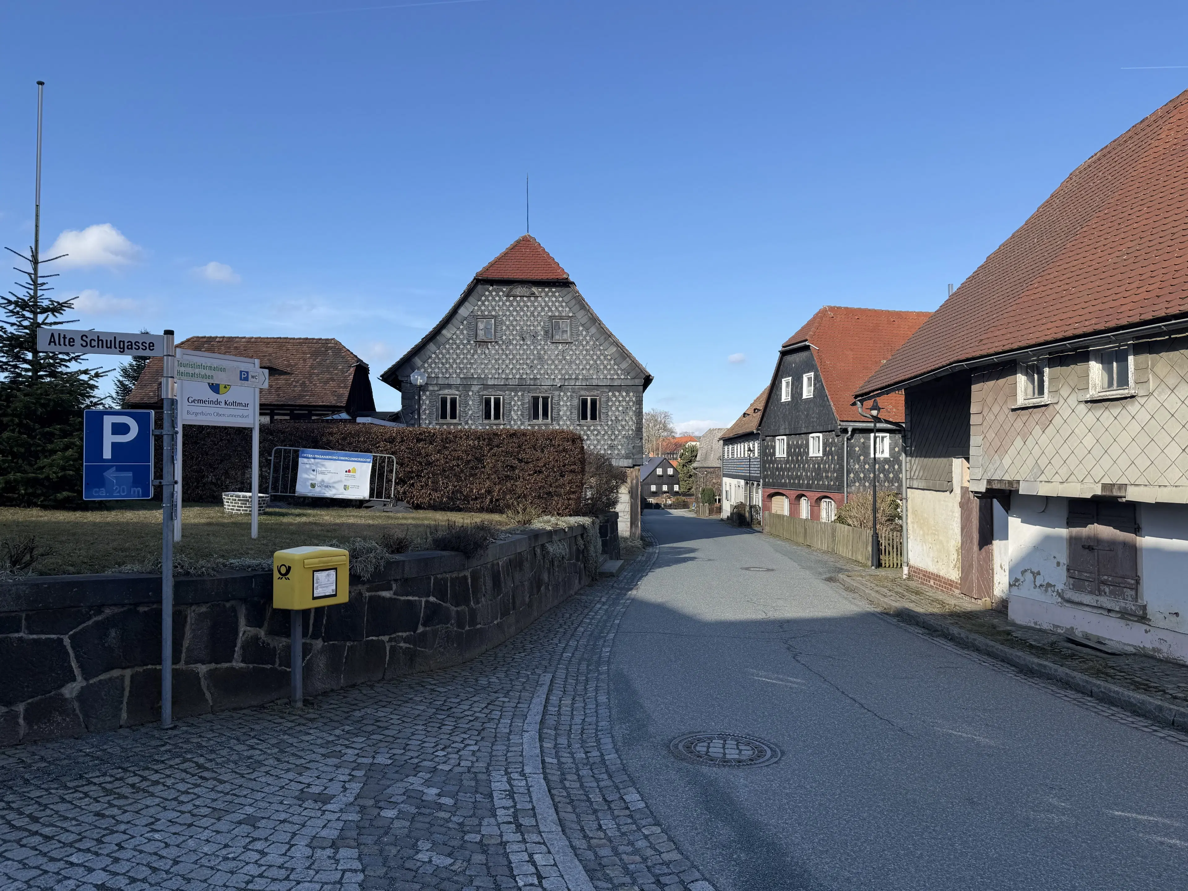 Traditioneel vakwerkhuis in Obercunnersdorf, Bautzen - Duitsland